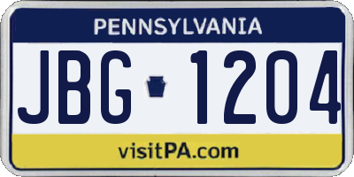 PA license plate JBG1204