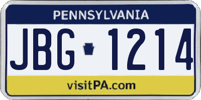PA license plate JBG1214