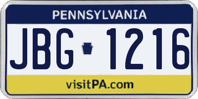 PA license plate JBG1216