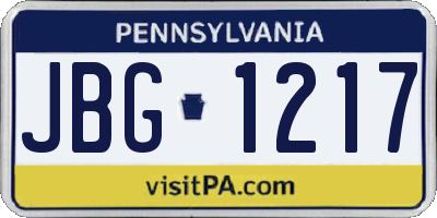 PA license plate JBG1217