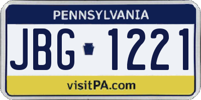 PA license plate JBG1221