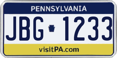 PA license plate JBG1233