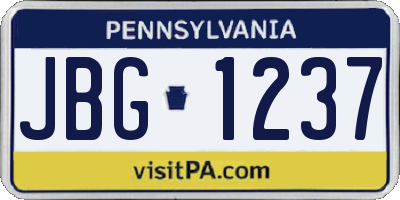 PA license plate JBG1237