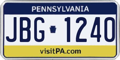 PA license plate JBG1240
