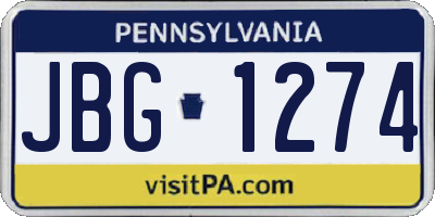 PA license plate JBG1274