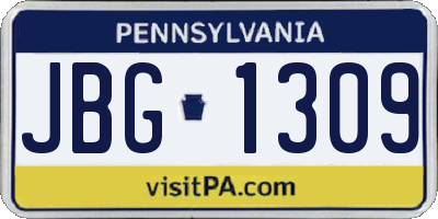 PA license plate JBG1309