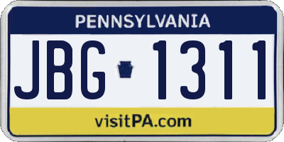 PA license plate JBG1311