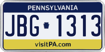 PA license plate JBG1313