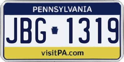 PA license plate JBG1319