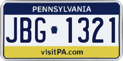 PA license plate JBG1321