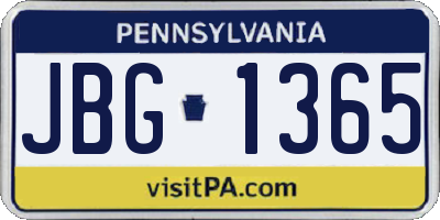 PA license plate JBG1365
