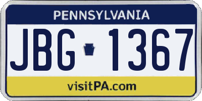PA license plate JBG1367