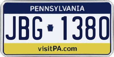 PA license plate JBG1380