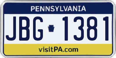 PA license plate JBG1381