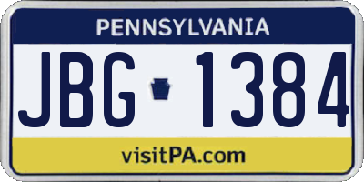 PA license plate JBG1384
