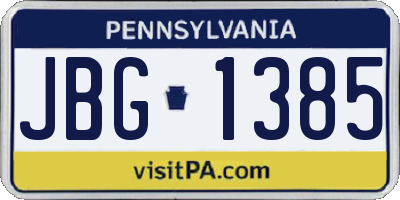 PA license plate JBG1385