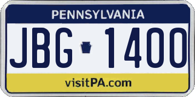 PA license plate JBG1400