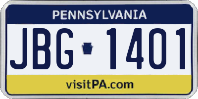 PA license plate JBG1401
