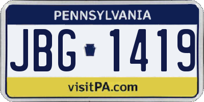 PA license plate JBG1419