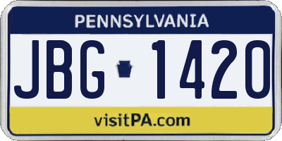 PA license plate JBG1420