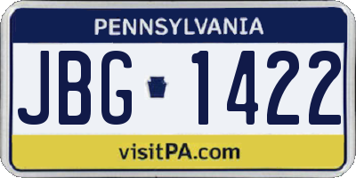 PA license plate JBG1422