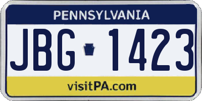 PA license plate JBG1423