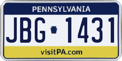 PA license plate JBG1431
