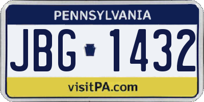 PA license plate JBG1432