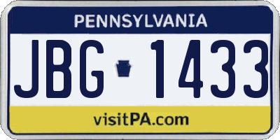 PA license plate JBG1433