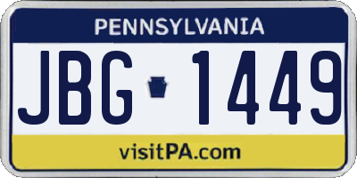 PA license plate JBG1449