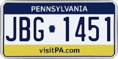 PA license plate JBG1451