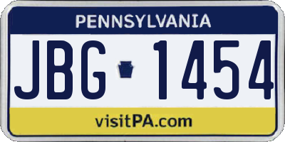 PA license plate JBG1454