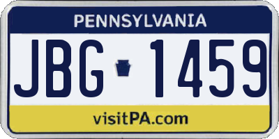 PA license plate JBG1459
