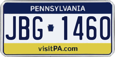 PA license plate JBG1460