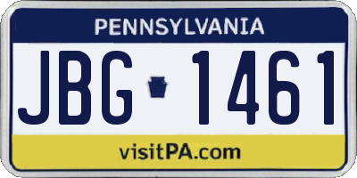 PA license plate JBG1461