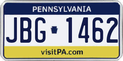 PA license plate JBG1462