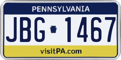 PA license plate JBG1467
