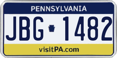 PA license plate JBG1482