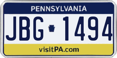 PA license plate JBG1494