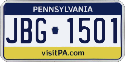 PA license plate JBG1501