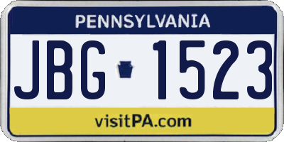 PA license plate JBG1523