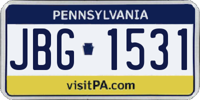 PA license plate JBG1531