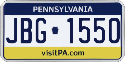 PA license plate JBG1550