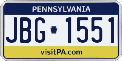 PA license plate JBG1551