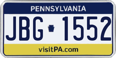 PA license plate JBG1552