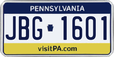 PA license plate JBG1601