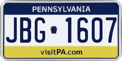 PA license plate JBG1607