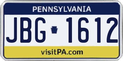 PA license plate JBG1612