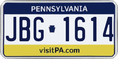 PA license plate JBG1614