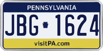 PA license plate JBG1624